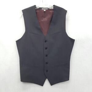 Express Vest Mens Small Gray Suit Waistcoat Five Button Adjustable Back Formal